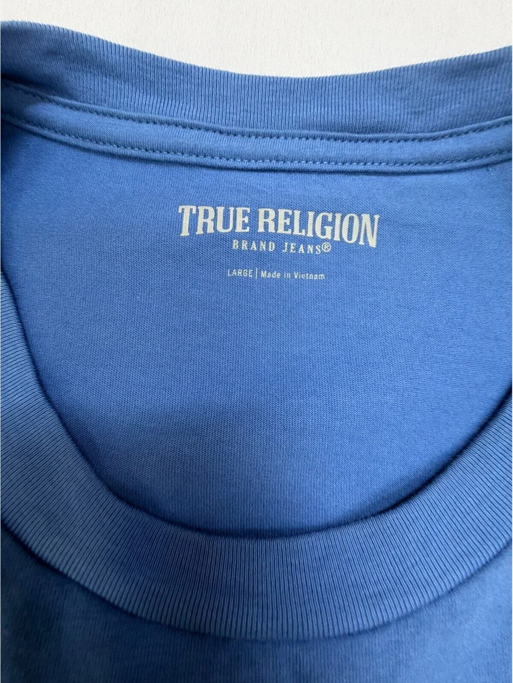 True Religion Men's T Shirt Short Sleeve Buddha Graphic Print Size L Blue